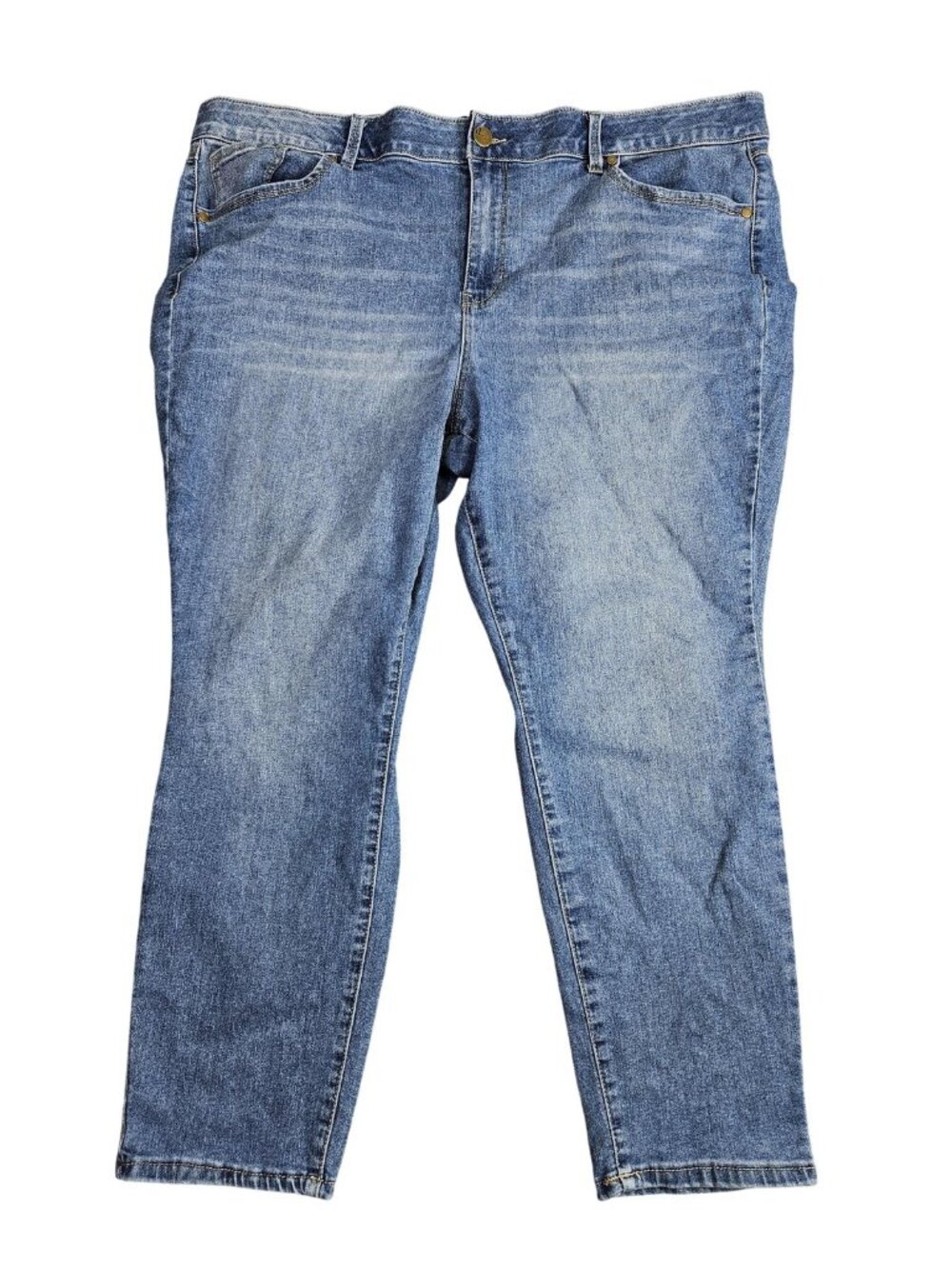 D. Jeans Straight Jeans Womens 22W Blue Med Wash High Rise Stretch Denim Relaxed